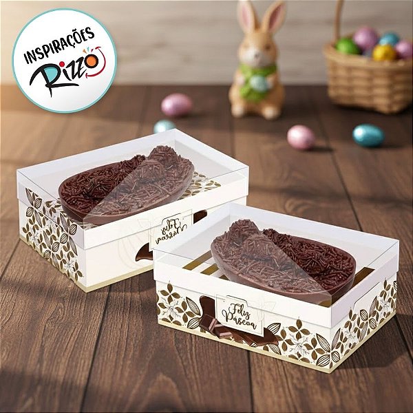 Caixa New Practice com Regulagem de Altura para Meio Ovo de 250g - Flor de Cacau Marfim - Sortido - 6 unidades - Cromus