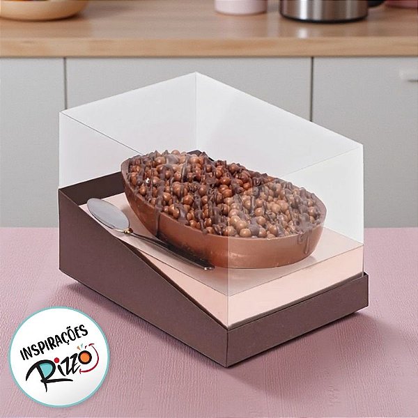Caixa Specialla para Meio Ovo de 350g - Rosê Gold e Marrom - 6 unidades - Cromus - Rizzo