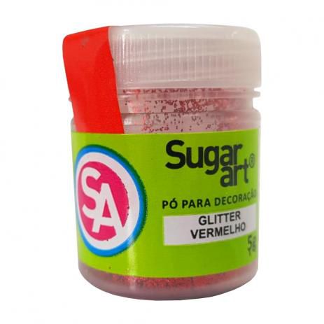Pó para Decoração, Gliter Vermelho 5g Sugar Art  Confeitaria