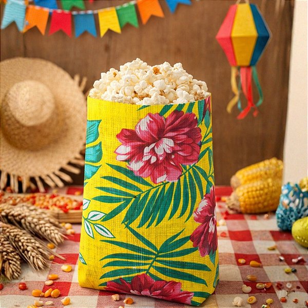 Saquinho para Pipoca e Hot Dog Chita - Amarela e Verde - 11x15cm - 5 unidades - Rizzo