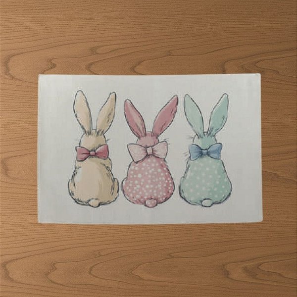 Jogo Americano Retangular de Páscoa - Coelhinhos Coloridos - 30x48cm - 4 unidades - Cromus - Rizzo