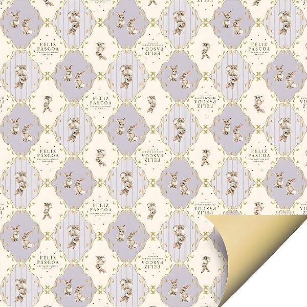 Folha para Ovos de Páscoa Double Face - Classique Bunny Lilás - 69x89cm - 25 unidades - Cromus - Rizzo
