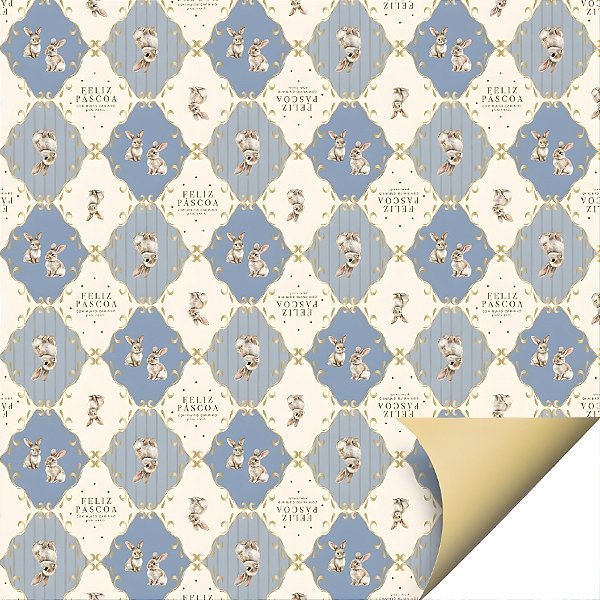 Folha para Ovos de Páscoa Double Face - Classique Bunny Azul - 69x89cm - 25 unidades - Cromus - Rizzo
