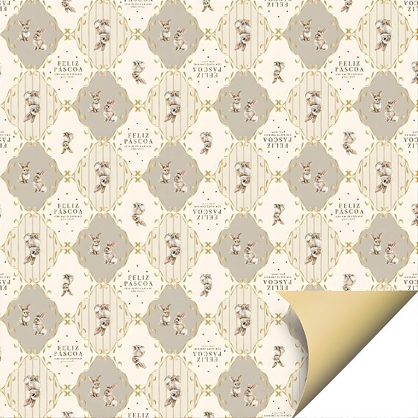 Folha para Ovos de Páscoa Double Face - Classique Bunny Bege - 69x89cm - 25 unidades - Cromus - Rizzo