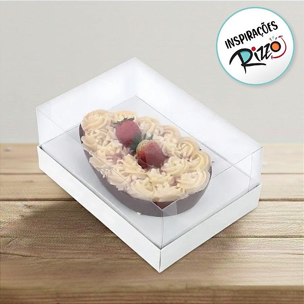 Caixa para Meio Ovo 250g de Páscoa - Horizonte - Branco - 6 unidades - Cromus - Rizzo