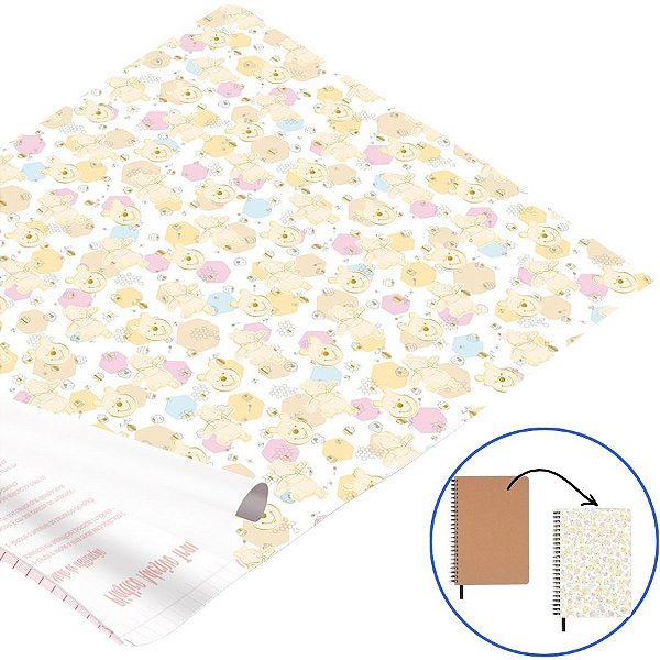 Plástico Adesivo - Ursinho Pooh Amarelo - 45x1000cm - Disney Original - 1 unidade - Rizzo