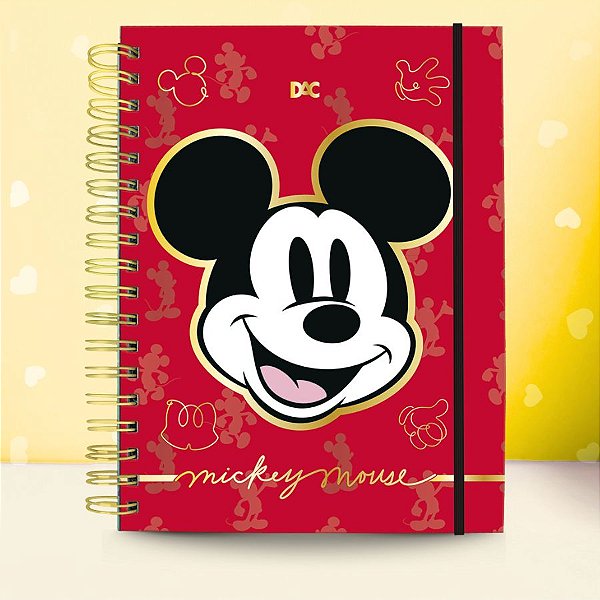 Caderno Smart Colegial Com Folhas Reposicionáveis - Mickey Mouse Red - 10 Divisórias - 17x24cm - Disney Original - 1 uni
