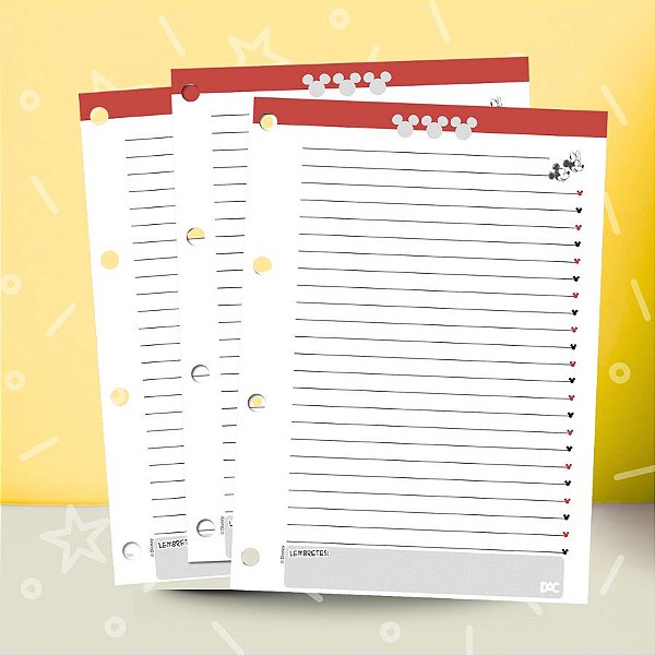 Bloco Refil para Fichário - Mickey Mouse - 20x27cm - 96 Folhas - Disney Original - 1 unidade - Rizzo