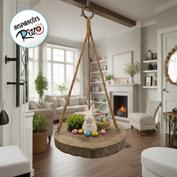 Balanço Rústico Decorativo em Madeira Natural Formato Orgânico - 33x31cm - 1 unidade - Cromus - Rizzo