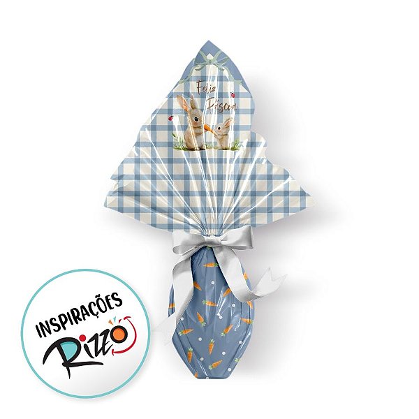 Saco Express 44x44cm Para Ovos de 500g a 750g - Lovely Garden Azul - 25 unidades - Cromus - Rizzo