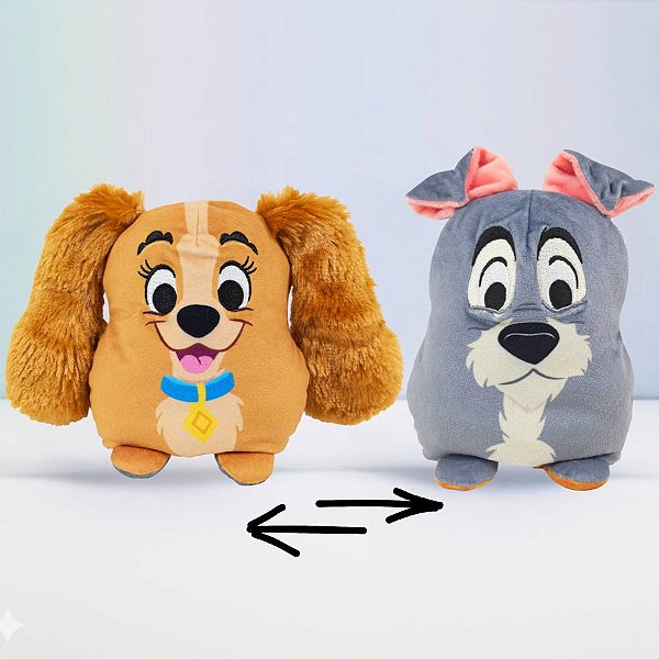 Pelúcia Dupla Face - Dama e Vagabundo - 14cm - Disney Original - 1 unidade - Rizzo