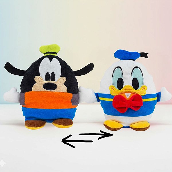 Pelúcia Dupla Face - Pateta e Pato Donald - 14cm - Disney Original - 1 unidade - Rizzo
