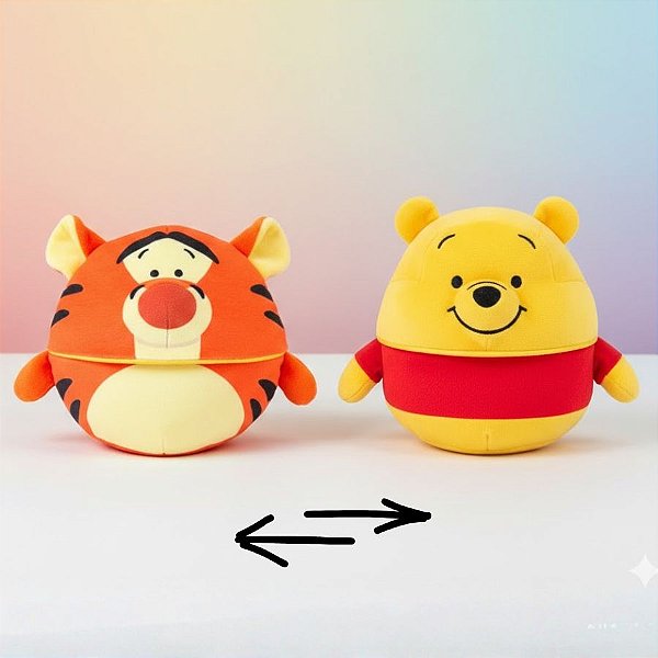 Pelúcia Dupla Face - Pooh e Tigrão - 15cm - Disney Original - 1 unidade - Rizzo