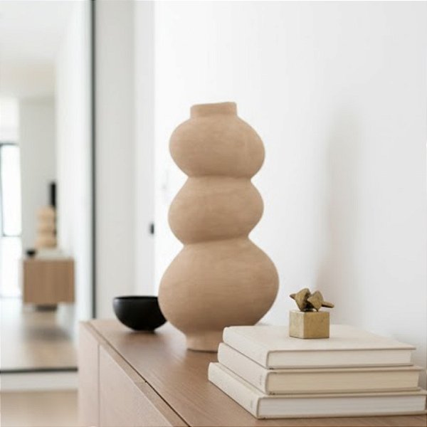 Vaso Decorativo Orgânico de Cerâmica - Natural - 40x19x16cm - 1 unidade - Cromus - Rizzo