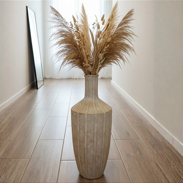 Vaso Decorativo de Cerâmica - Dourado - 58x22x22cm - 1 unidade - Cromus - Rizzo