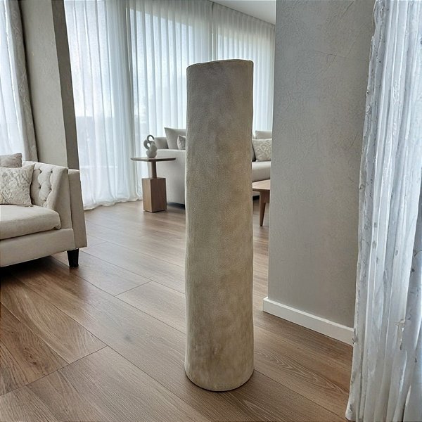 Vaso Decorativo Orgânico de Cerâmica - Off-white - 61x16x16cm - 1 unidade - Cromus - Rizzo