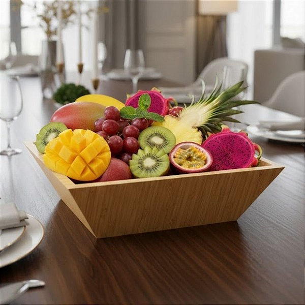 Bowl de Bambu Quadrado - 24x16x7cm - 1 unidade - Cromus - Rizzo