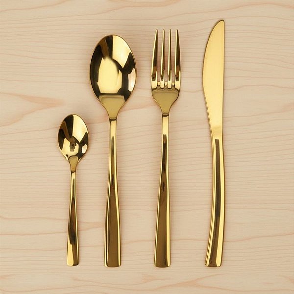 Faqueiro de Aço Inox - Sorrento - Dourado - 24 unidades - Cromus - Rizzo