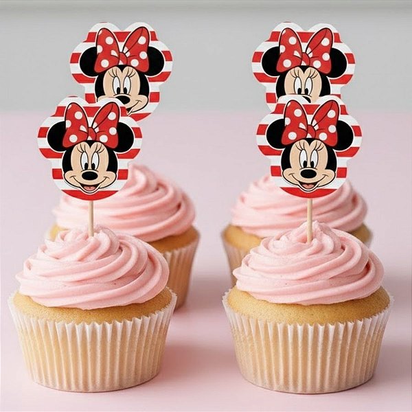 Pick Decorativo para Doces - Minnie Mouse Red - Disney Original - 12 unidades - Rizzo