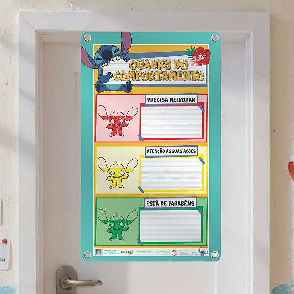 Painel Decorativo em EVA - Stitch - Quadro do Comportamento - 43x32cm - Disney Original - 1 unidade - Rizzo