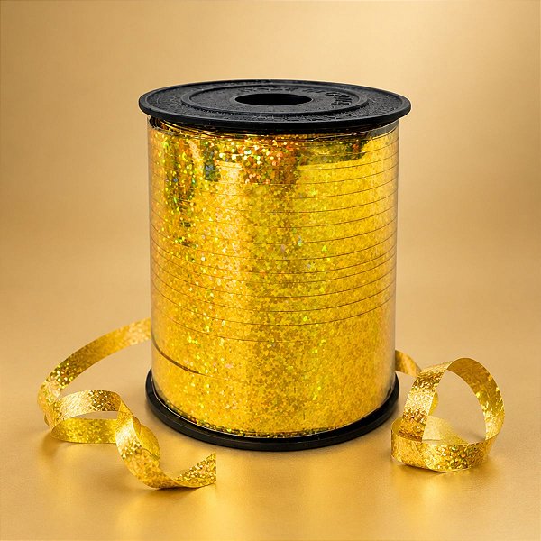 Fitilho Decorativo Com Glitter 200m - Ouro - 1 unidade - Rizzo