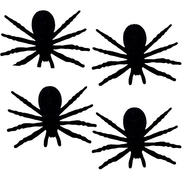 Kit Aranhas Pretas de Veludo - 10x6,5cm - 4 unidades - Rizzo