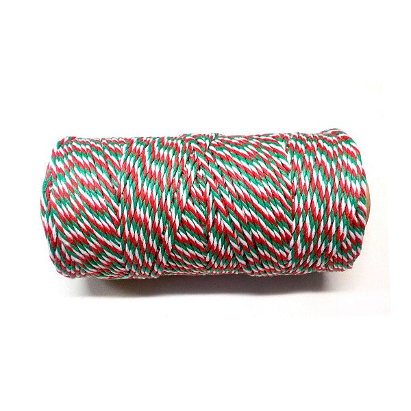 Fio Barbante Vermelho, Verde e Branco - 100m - 1 unidade - Rizzo