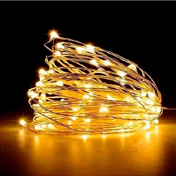 Cordão de Led Fio de Fada - Amarelo - 1,80m - 1 unidade - Rizzo
