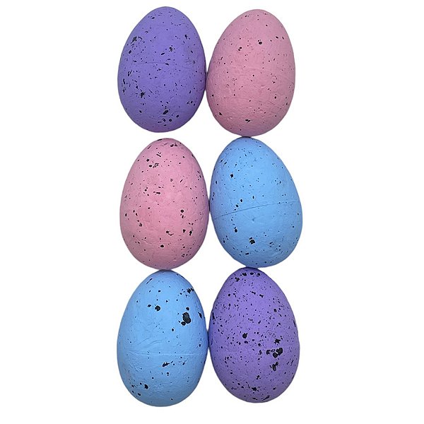 Ovinhos de Páscoa Decorativos para Pendurar - Candy com Respingos Pretos - 6cm - 6 unidades - Rizzo