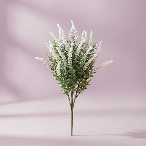 Buque Flor Permanente - Lavanda - Branco - 57cm - 1 unidade - Cromus - Rizzo