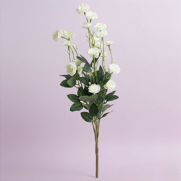 Haste Flor Permanente - Mini Rosa - Branco - 42cm - 1 unidade - Cromus - Rizzo