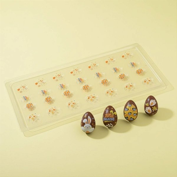Blister Decorado com Transfer para Chocolate - Ovinhos de Páscoa - BLP 0209 - 1 unidade - Stalden - Rizzo