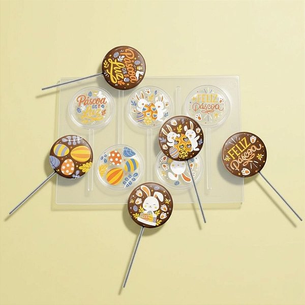 Blister Decorado com Transfer para Chocolate - Pirulitos de Páscoa - BLP 0208 - 1 unidade - Stalden - Rizzo