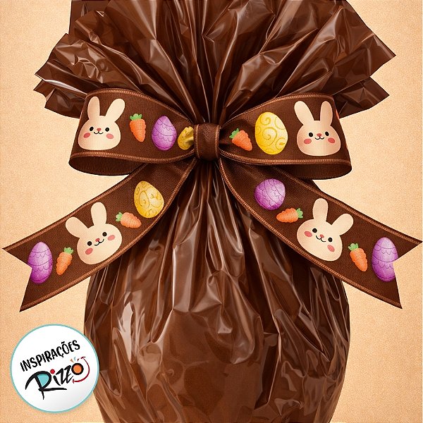 Fita de Cetim 22mm x 10m - Carinha de Coelho Marrom - ECF005TR Cor 237 - Rolo 10m - 1 unidade - Fitas Progresso - Rizzo