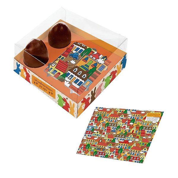 Caixa Onde Está O Coelho Para 2 Ovos de 50g - Passeio na Cidade - 1 unidade - Cromus - Rizzo