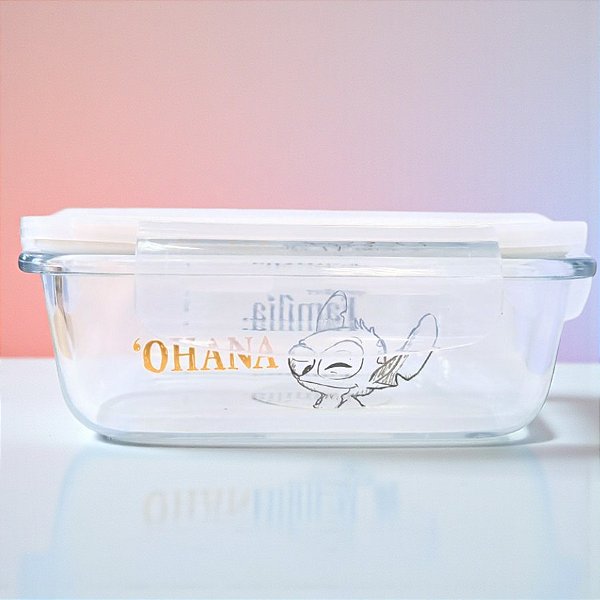 Pote de Vidro Hermético Retângular - Stitch - 370ml - Disney Original - 1 unidade - Rizzo