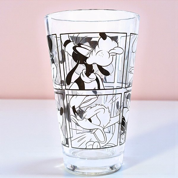 Copo de Vidro - Mickey e Amigos - Preto - 300ml - Disney Original - 1 unidade - Rizzo