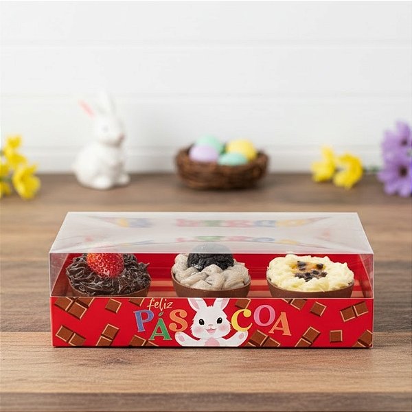 Caixa para 3 Meio Ovos de 50g - Felicita - 15,5x8x5cm - 6 unidades - Cromus - Rizzo