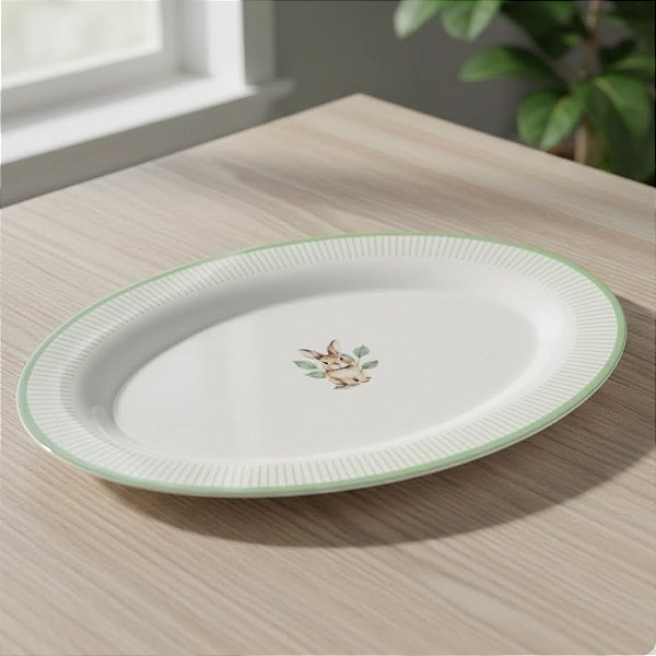 Bandeja de Pásoca em Melamina - Coelho Feliz Páscoa - 35x25,5x2cm - 1 unidade - Cromus - Rizzo