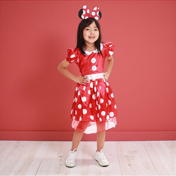 Fantasia Infantil Minnie Mouse - Vestido e Tiara - M - Disney Original - 1 unidade - Rizzo