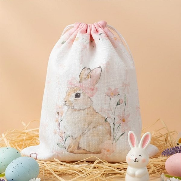 Saco de Algodão de Páscoa - Candy Rosa - 22x18cm - 1 unidade - FlorArte - Rizzo
