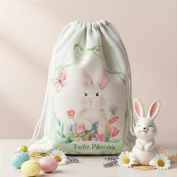 Saco de Algodão de Páscoa - Candy Vibrante Verde - 22x18cm - 1 unidade - FlorArte - Rizzo