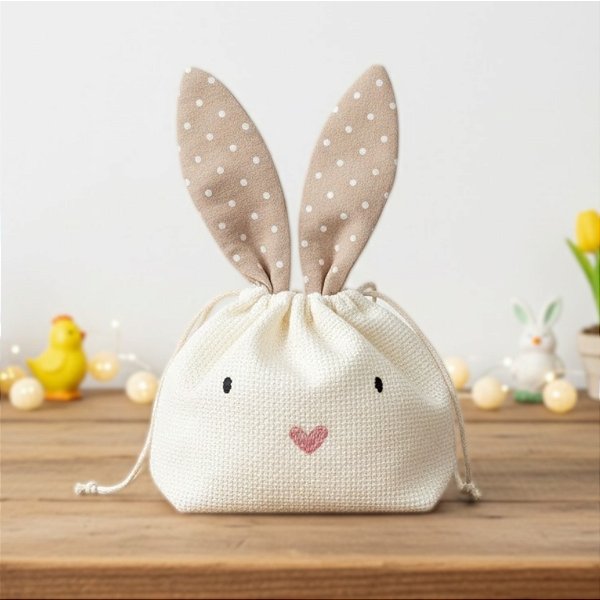Bolsinha de Páscoa - Rosto Coelhinho - 13x10x11cm - 1 unidade - Rizzo
