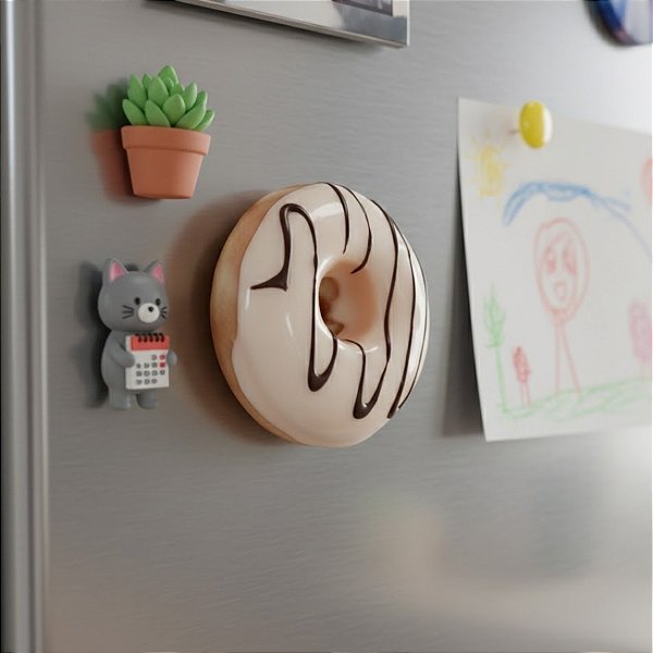Mini Donnut Fake com Imã - Chocolate Branco - 5cm - 1 unidade - Rizzo
