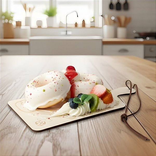 Tábua Decorativa de Donnuts e Frutas Fake com Imã - 23cm - 1 unidade - Rizzo