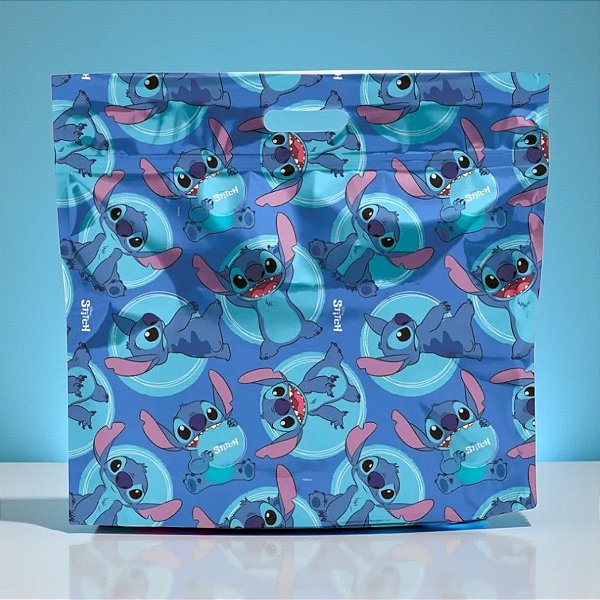 Sacola Laminada com Zip - 32x40x5cm - Stitch - Disney Original - 1 unidade - Cromus - Rizzo