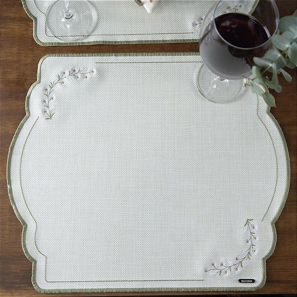 Jogo Americano de Páscoa - Margaridas com Bordado - Verde - 44,5x38,5cm - 1 unidade - Rizzo