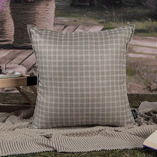 Capa para Almofada Premium - Xadrez Verde Pastel com Aba - 43x43cm - 1 unidade - Rizzo