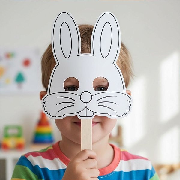 Máscara para Colorir de Páscoa com Canetinha - Coelho - 16,5x22cm - 1 unidade - Rizzo