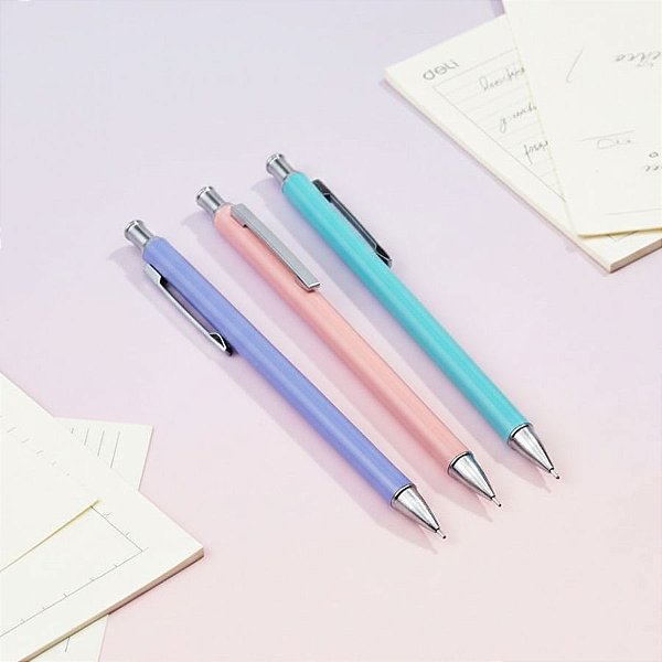 Lapiseira Premium Redonda com Clipe de Metal - Sortido - Ponta 0,5mm - Caixa - 24 unidades - Deli - Rizzo